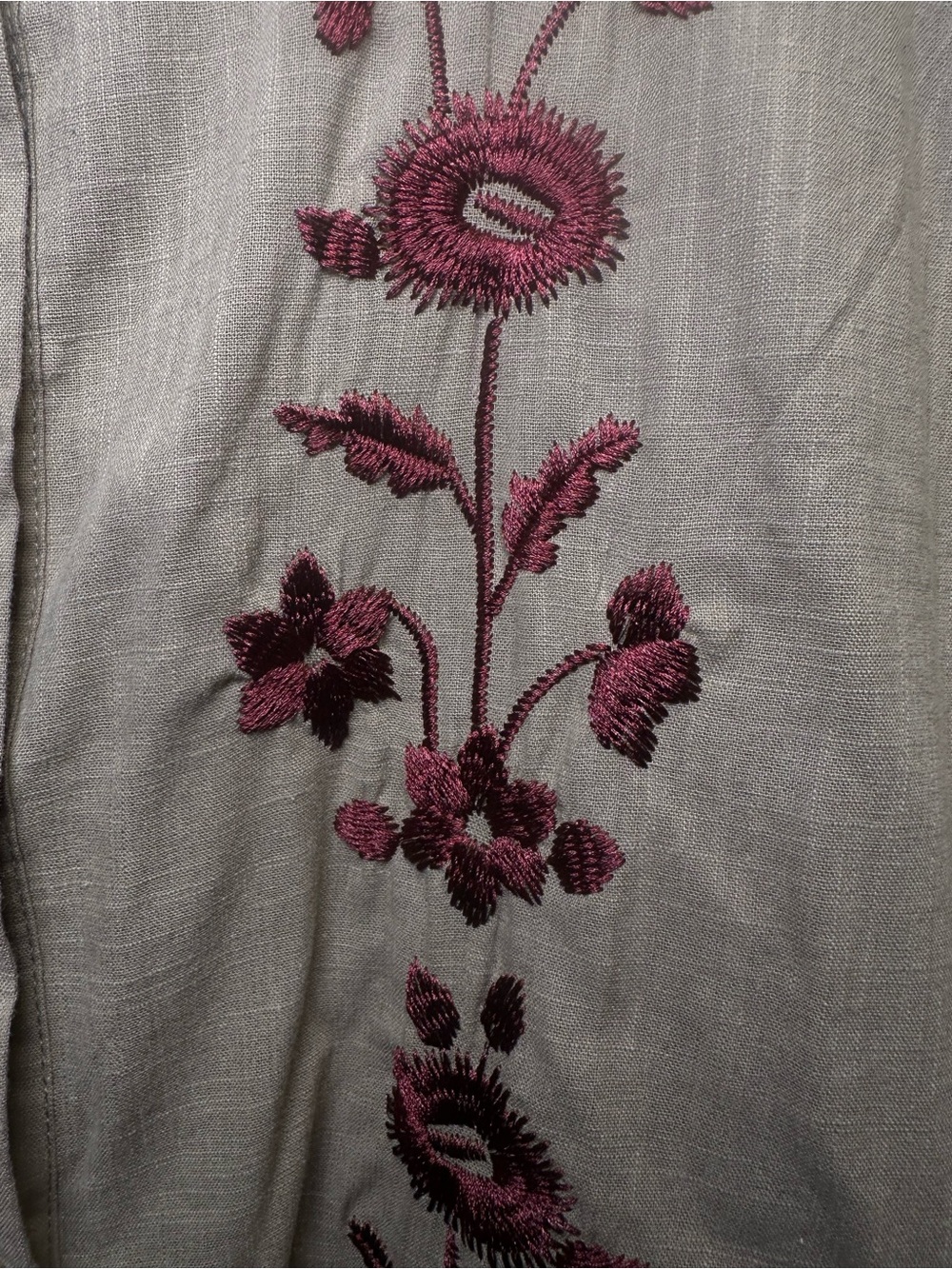 Galita Embroidered Olive Green Button-Up Shirt with Red Floral Accents NWT - Picture 8 of 12